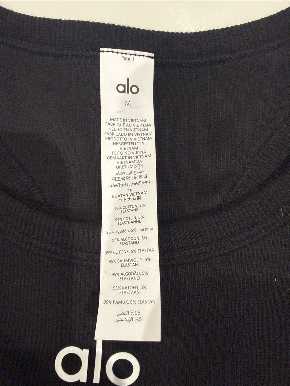 ALO Yoga Black Ribbed Crop Tank Top - Picture 3 of 3